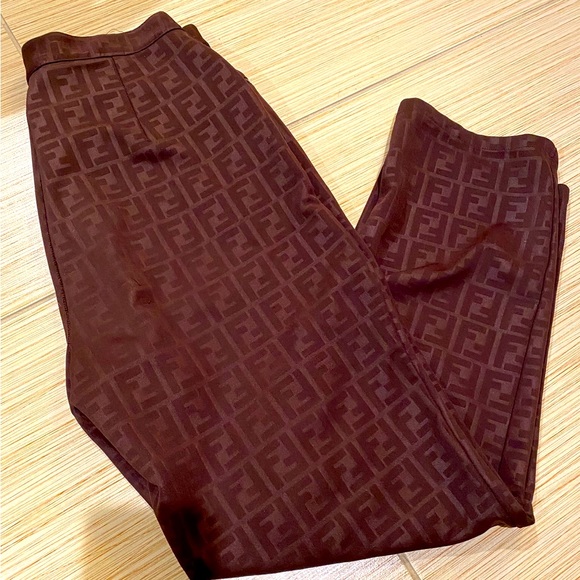 FENDI Brown FF Monogram Pants or Slacks - Picture 1 of 6